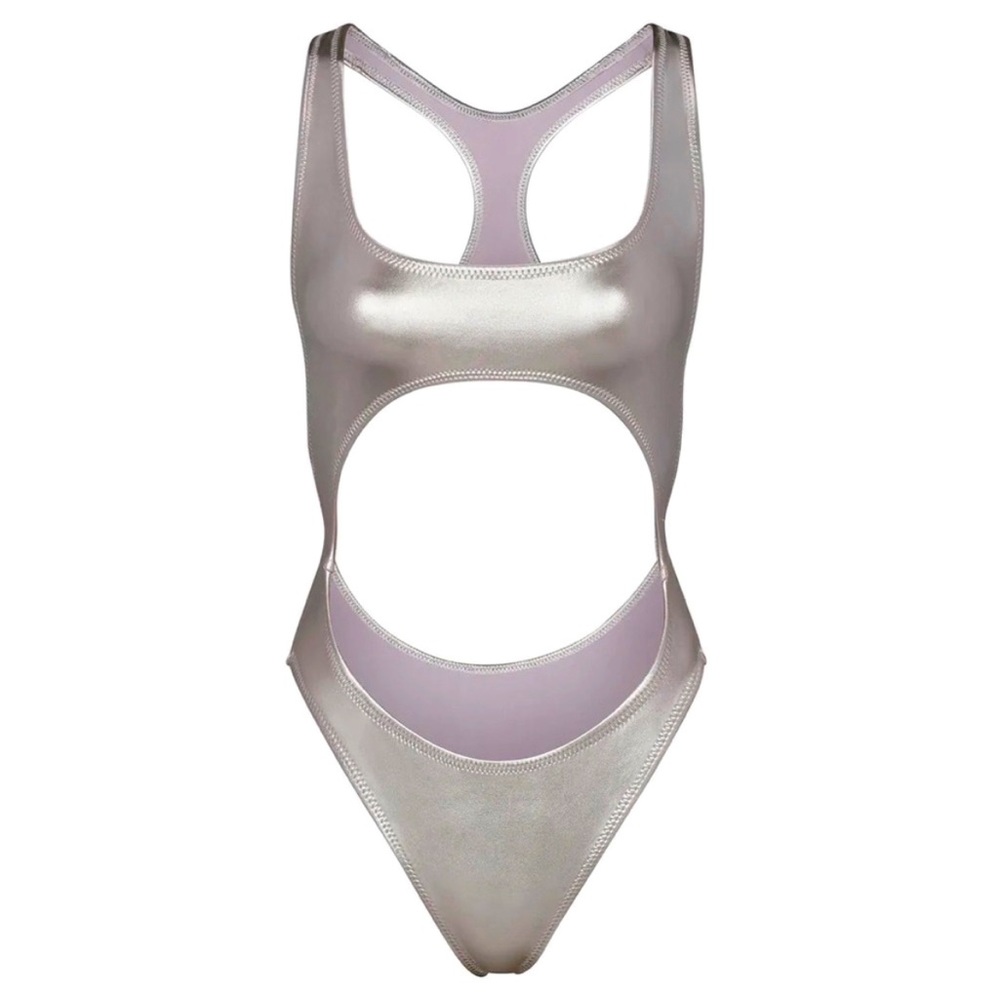 SKIMS - METALLIC CUT-OUT MONOKINI NICKEL - Size M - New with tags